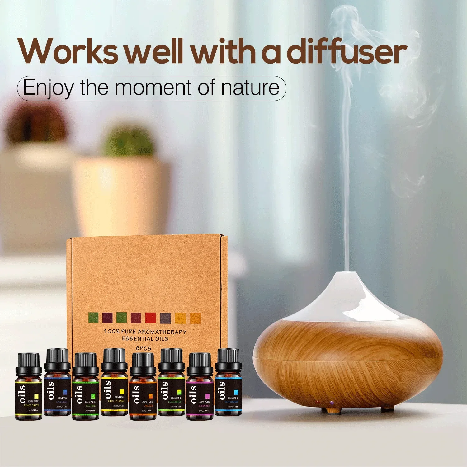 GZE Essential Oils Top 8 Gift Set Pure Essential Oils for Diffuser Humidifier Massage Skin Hair Care