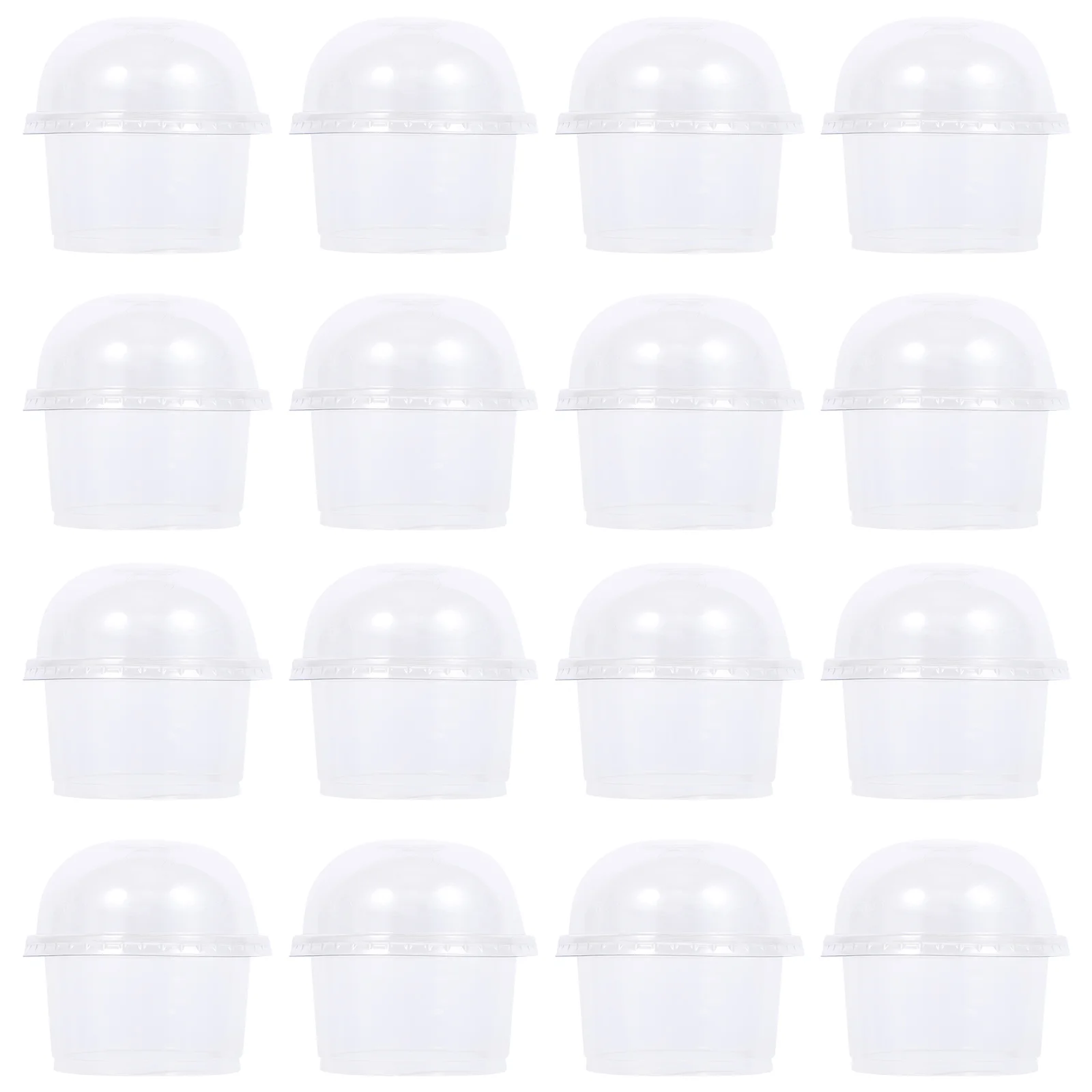 

50pcs/20pcs Disposable Dessert Cups Transparent Plastic Salad Bowl Ice Cream Dessert Cups With Hole Dome Cover