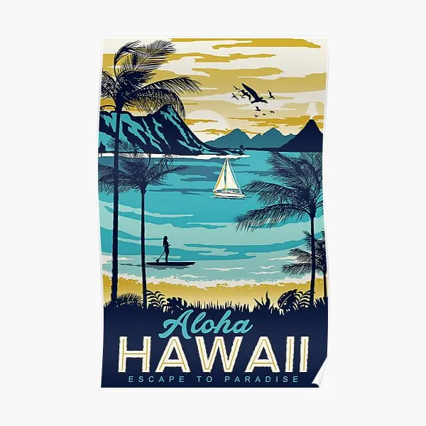 

Escape To Paradise Poster Art Vintage Wall Print Painting Room Home Mural Picture Decoration Decor Funny Modern No Frame