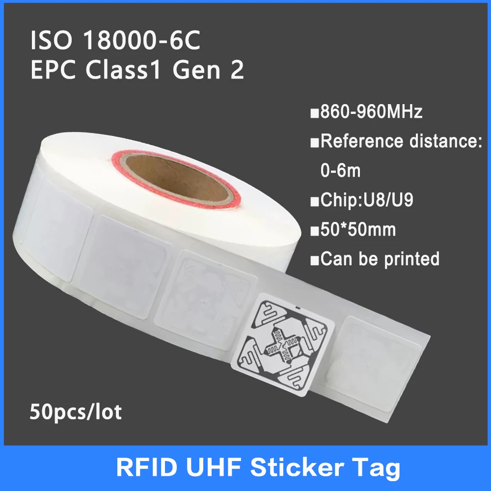 50PCS UHF RFID Coated Paper Tag 18000-6C 860-960MHz RFID UHF Sticker ...