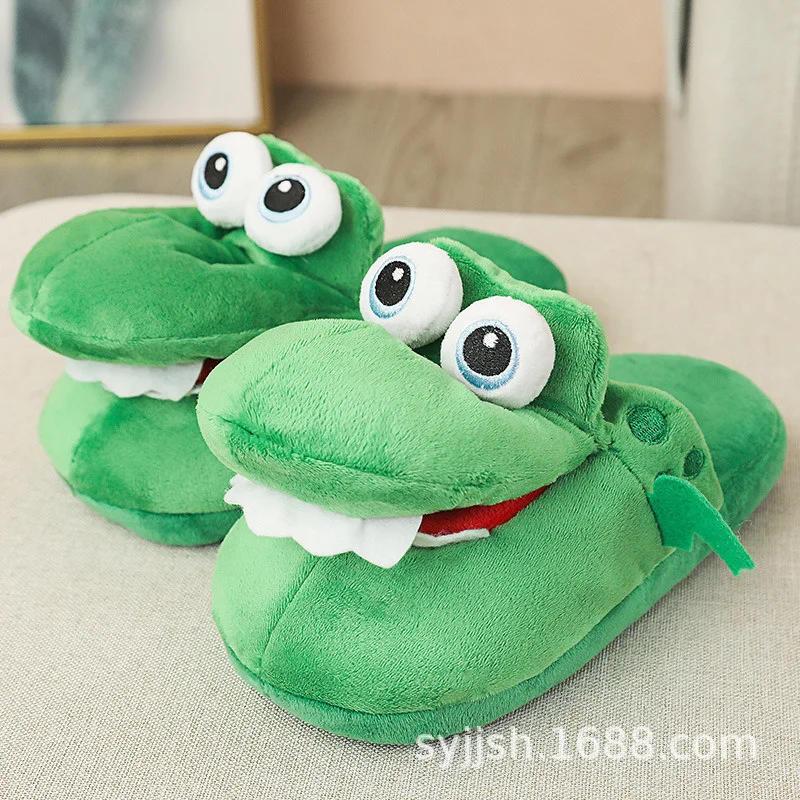 Man Women Slipper 2022 Winter Mouth Opening Home Slipper Shoes Crocodile Slippers Cute Spoof Cotton Animal Shoes 4