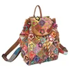 Fashion Genuine Leather Women Backpack Multicolour Flower High Quality Real Cowhide Girl Backpacks Travel Female Tote Daypack 2