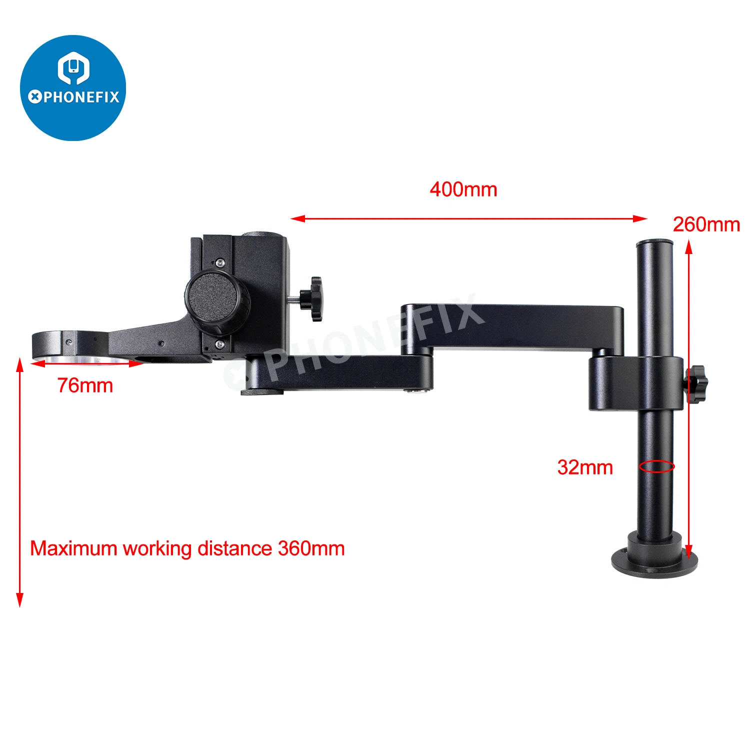 

Adjustable Articulating Arm Desktop Clamp Stand 50mm 76mm Focusing Holder Trinocular Binocular Stereo Microscopio Boom Bracket