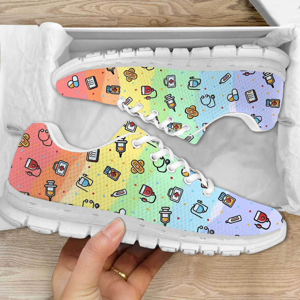 INSTANTARTS Classic Women's Nurse Shoes Meidcal Equipment Assistant Print Female Casual Sneakers Outdoor Walking Tennis Gifts