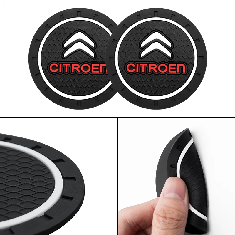 2Pc Car Coasters Water Cup Slots Non-Slip Mat Water Cup Pad For Citroen C2 C3 C4 C5 C6 C1 DS3 DS4 DS5 Xsara Berlingo Accessories cup holder coasters car coaster pads