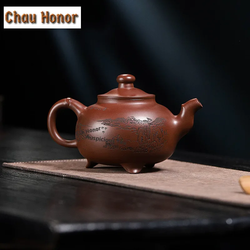 610ml Luxury Yixing Purple Clay Teapots Handmade Autumn Rhyme Large Capacity Pot Raw Ore Mud Kettle Zisha Tea Set Craft Gifts