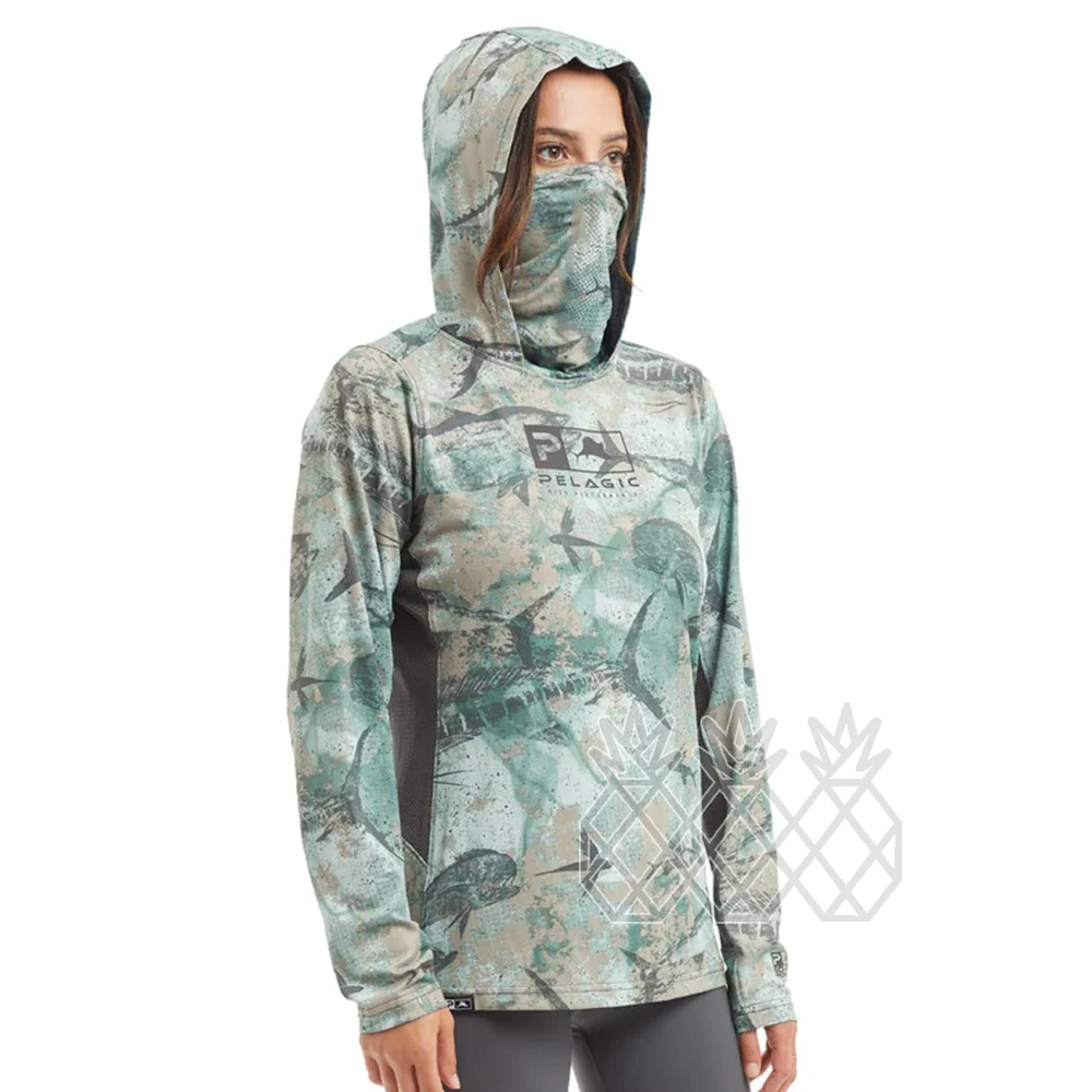

Fishing T-shirts Women's Long Sleeve Uv Protection Fishing Hoodies Face Mask Apparel Breathable UPF50+ Angling Clothing