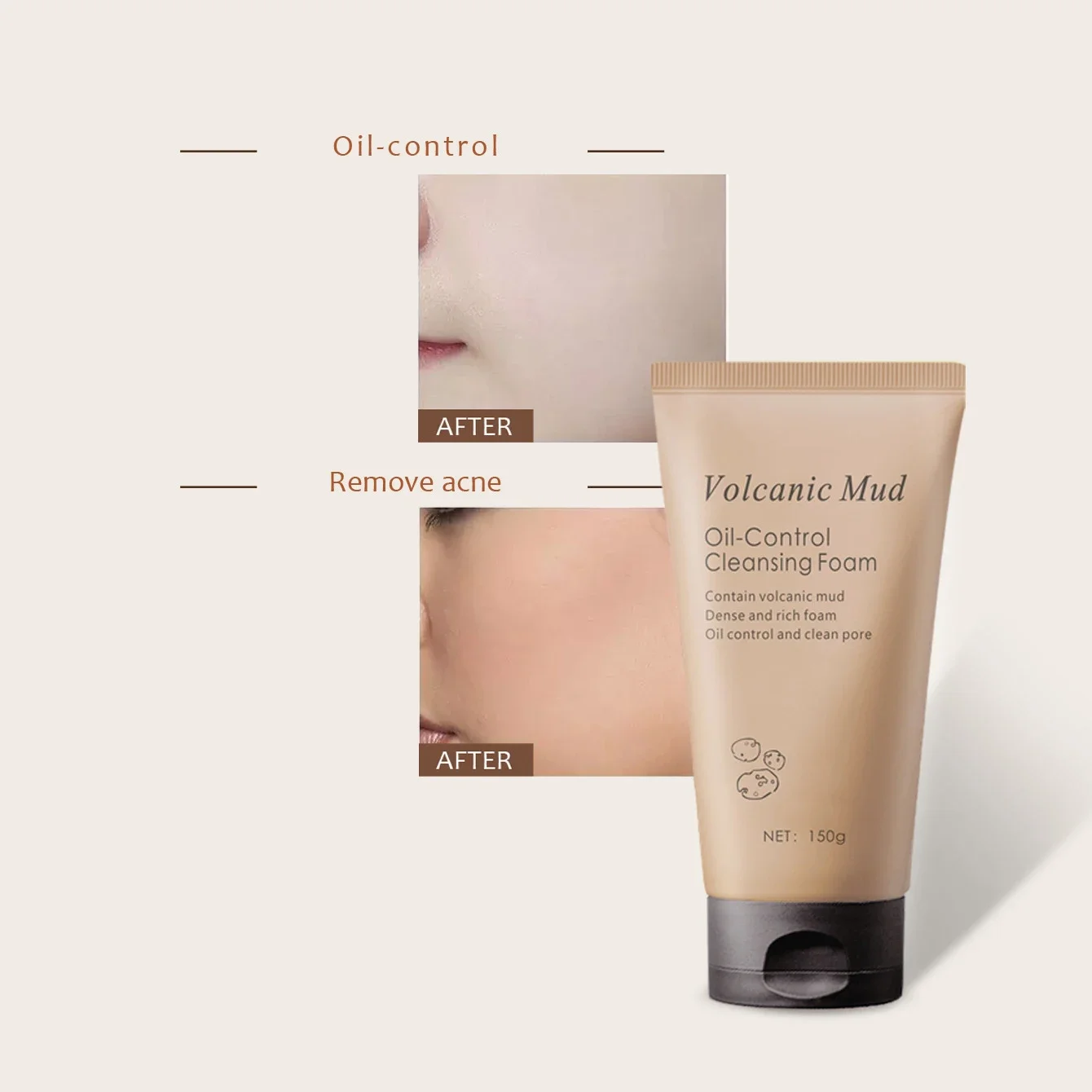 150g Volcanic Mud Oil-control Cleansing Milk Moisturizing Cleansing Milk Cleansing Facial Cleanser  Exfoliante Facial Face Wash 5