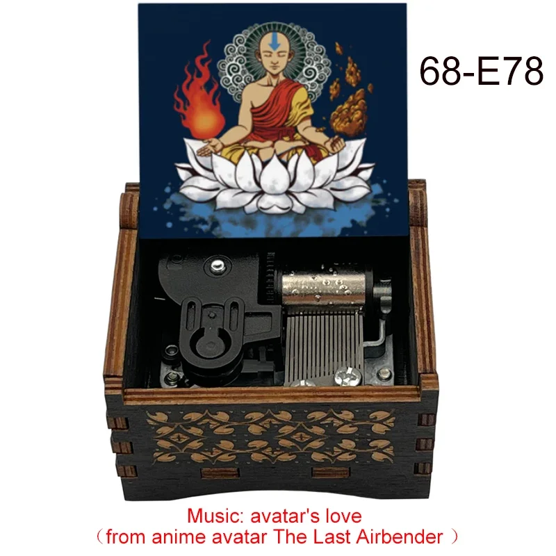 Black Wind Up Avatar's Love Wooden Music Box, Anime Avatar The Last Airbender Aang Cartoon Fans Gift Classmate Birthday Decor 2