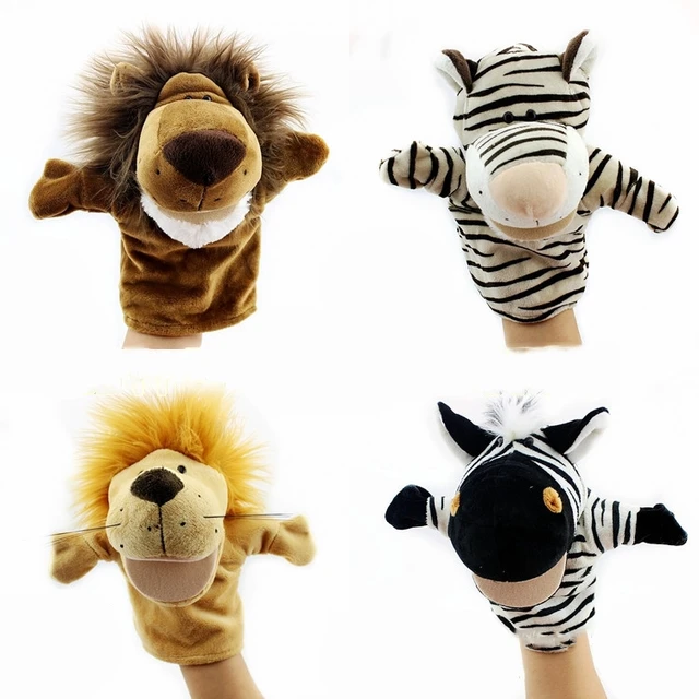 1PC Animal Plush Hand Puppets Childhood Kids Cute Soft Toy Elephant Lione Monkey Shape Story Pretend Playing Dolls Children Gift 2