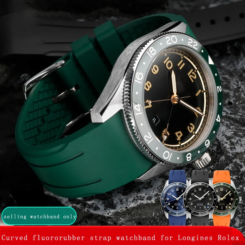 20Mm 21Mm 2Mm Bracciale In Gomma Curva Per Rolex Longines Pioneer Zulu Cinturino Famoso Artigiano Kangkas Cinturino In Silicone