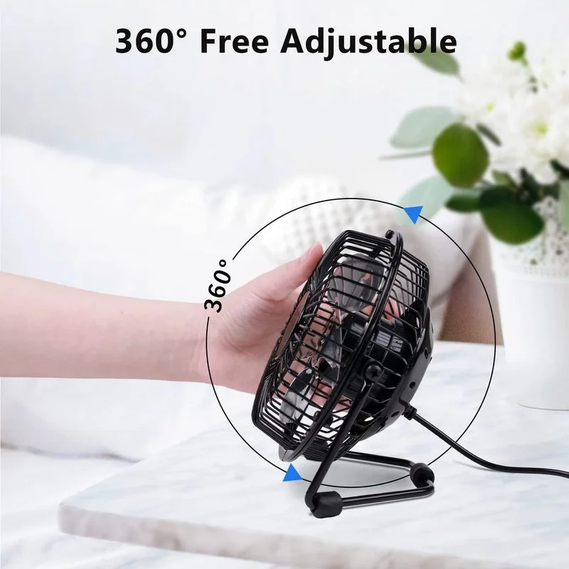 USB Quiet Fan Desktop Cooler for Phone Laptop Summer Cooling Fan 180 Degree Rotation 4 Blades USB Mini Black/White/Blue mini fan cooling fan