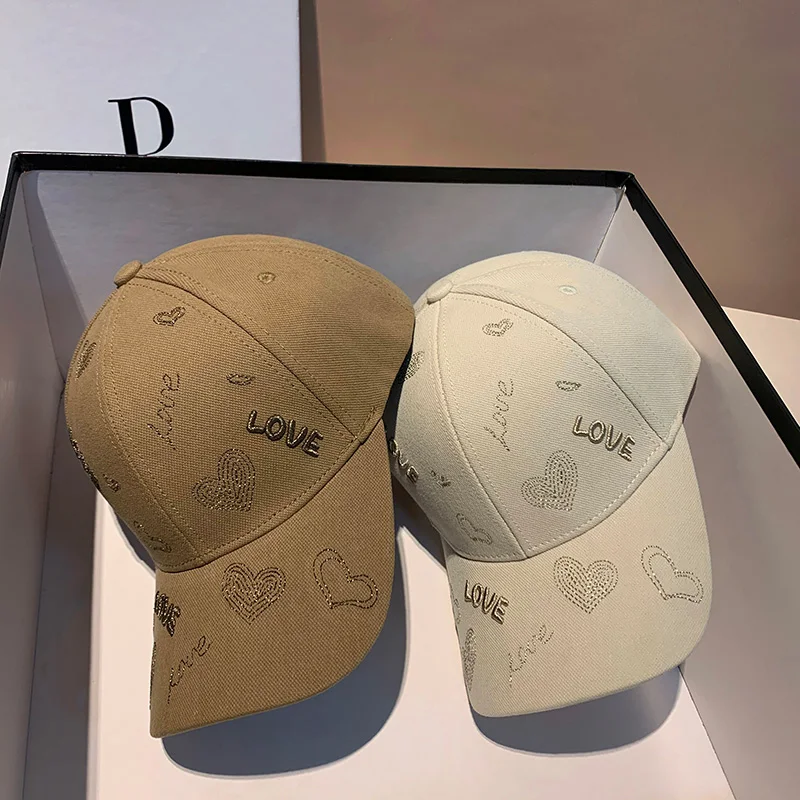 Hats for Women Men LOVE Embroidered Baseball Cap Snapback Three-dimensional  Love Embroidered Peaked Cap Street Couple Hat