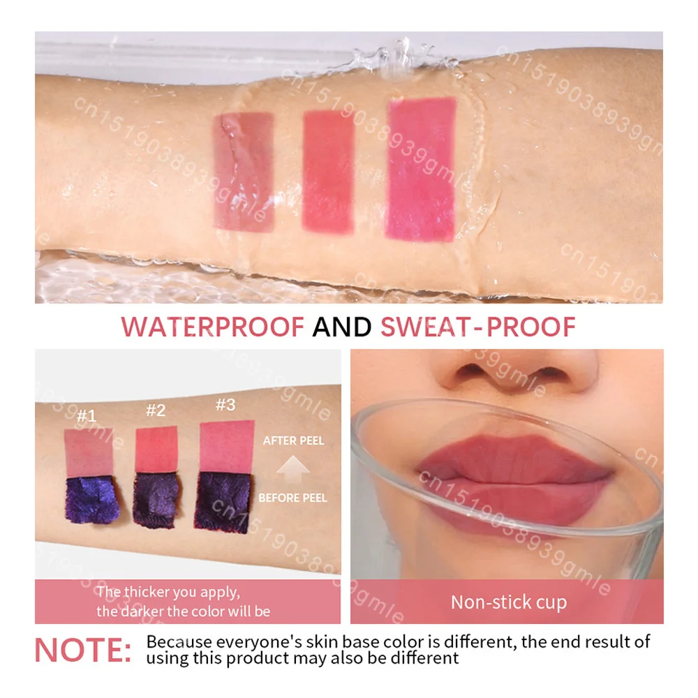 Peel Off Lip Stain Long Lasting Waterproof Pink Lip Tint Transfer Proof Non Stick Cup Natural Stain Women's Cosmetics Lip Makeup,Lip Tint,Lip Stain