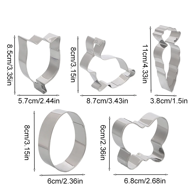 4/5/6Pcs Easter Bunny Eggs Cookie Cutter Stainless Steel Butterfly Carrot Fondant Cake Baking Mold Easter Party Decor Supplies