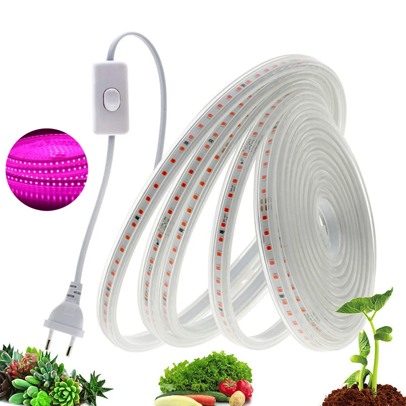 

LED Growth Strip Full Spectrum Waterproof AC220V LED Seedling Grow Light Tape Phyto lamps For Indoor Plants Flowers Hydroponic