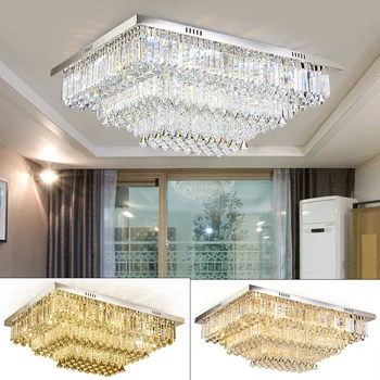 Modern Home Decor Ceiling Lamps Gold Large Crystal Ceiling Light Luxury Chandeliers LED Lustres for Living Room 2