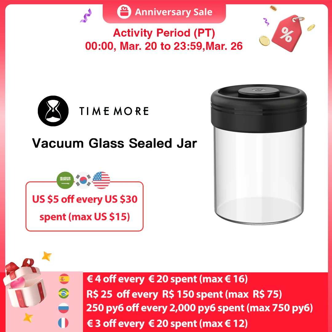 TIMEMOREGlassContainerVacuumGlassSealedJarSnacksTeaCoffee