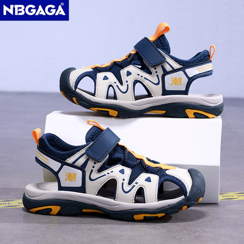Summer Sport Sandals for Children's 5-16 Years Boys Breathable Anti-Slip Beach Shoes Outdoor Anti-Bump Closed Toe Sandails