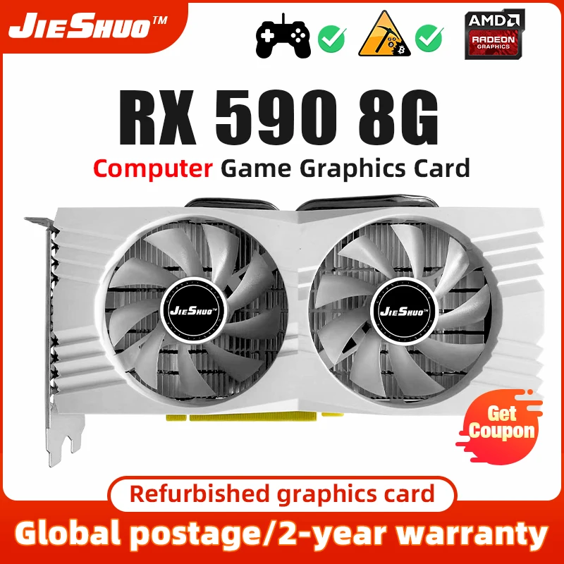 JIESHUO AMD RADEON RX590 8G Gaming graphics card Computer graphics card ...