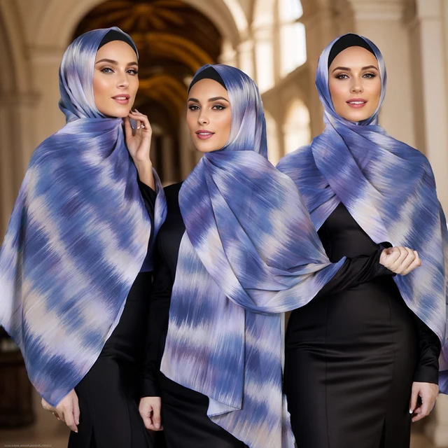 Écharpe Hijab en Mousseline de Soie Imprimée pour Femme, Turban Islamique, Niqab, Bandeau de Sauna, Châle Musulman