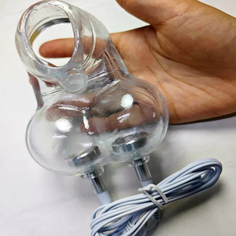 Electro Sex Toys Electric Sex Toys Electro Shock Glans Trainer Massage Cup Testicle Electrostimulation Cock Penis Extender Scrotum Bind Sleeve BDSM Sex Toy for Men