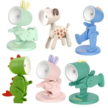 미니 Led 야간 조명, 만화 귀여운 강아지 사슴 공룡 모양 야간 조명, 조절 가능한 휴대용 어린이 침실 침대 옆 장식 조명