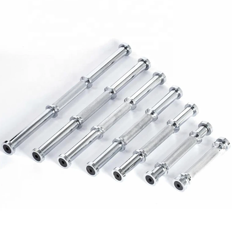 Gym Equipment Dumbbell Bar Chrome Knurled Straight Solid Steel Thread Dumbbell Handle Bar