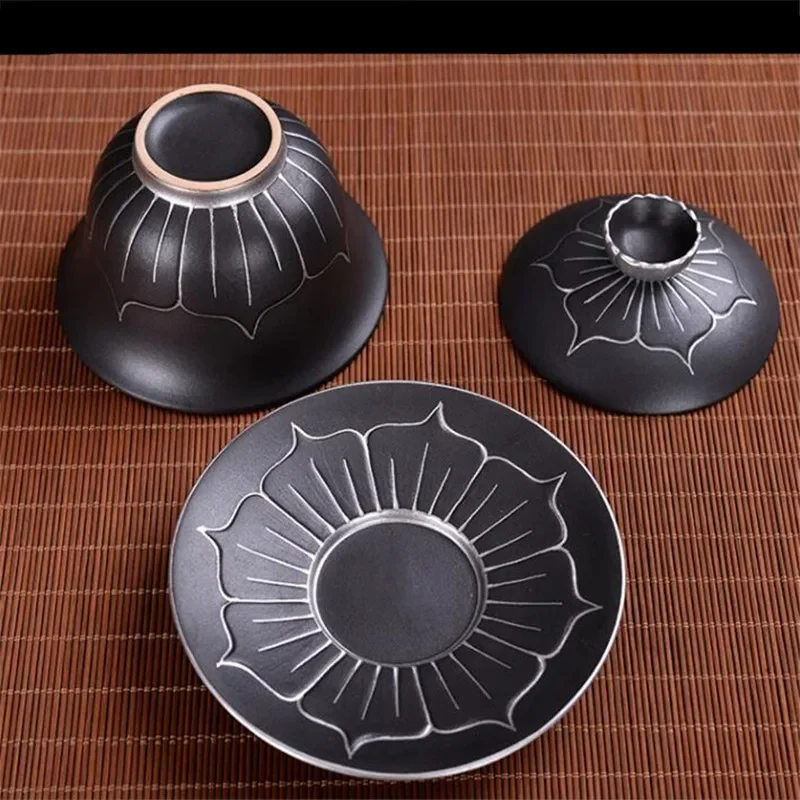 WSHYUFEI Chinese style Hand Made cover bowl tea set ceramics Tea cup gaiwan tea pot Travel teaset Home Office Tea Bowl 140ml
