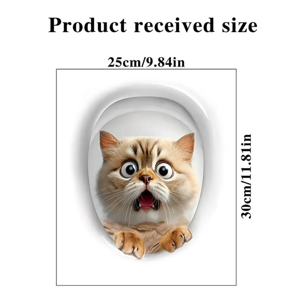 3D Cat Toilet Stickers Creative Self-adhesive Water Resistant Toilet Seat Decals DIY Squirrel Wall Sticker