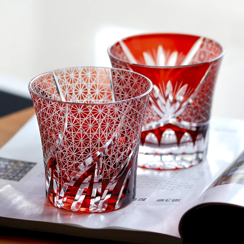 220 ml 7.5 oz Glass Whiskey Tumbler Edo Kiriko Glasses For Beer Juice Iced Coffee