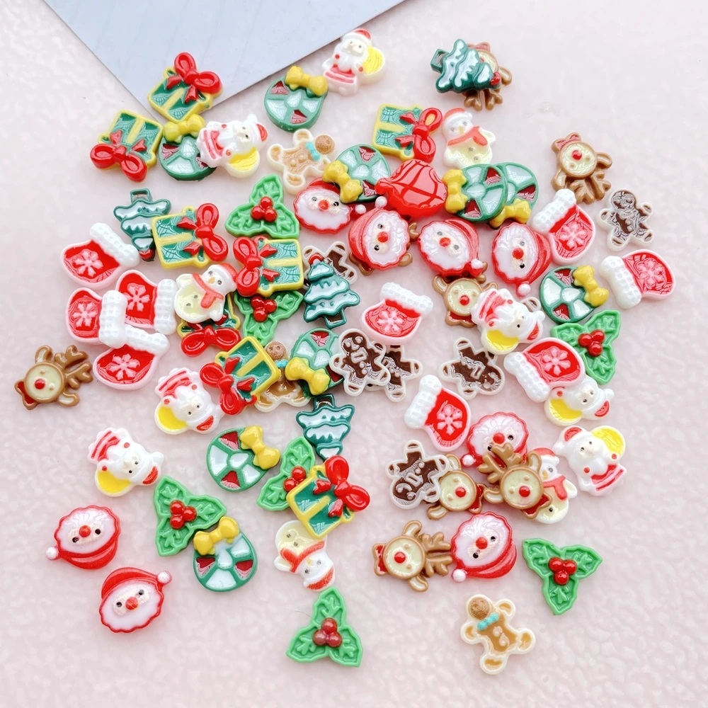Nail Art Resin Charms Rhinestones DIY Craft 50Pcs For Nail, Cartoon Cat Coconut Tree Swimming Circle Beach