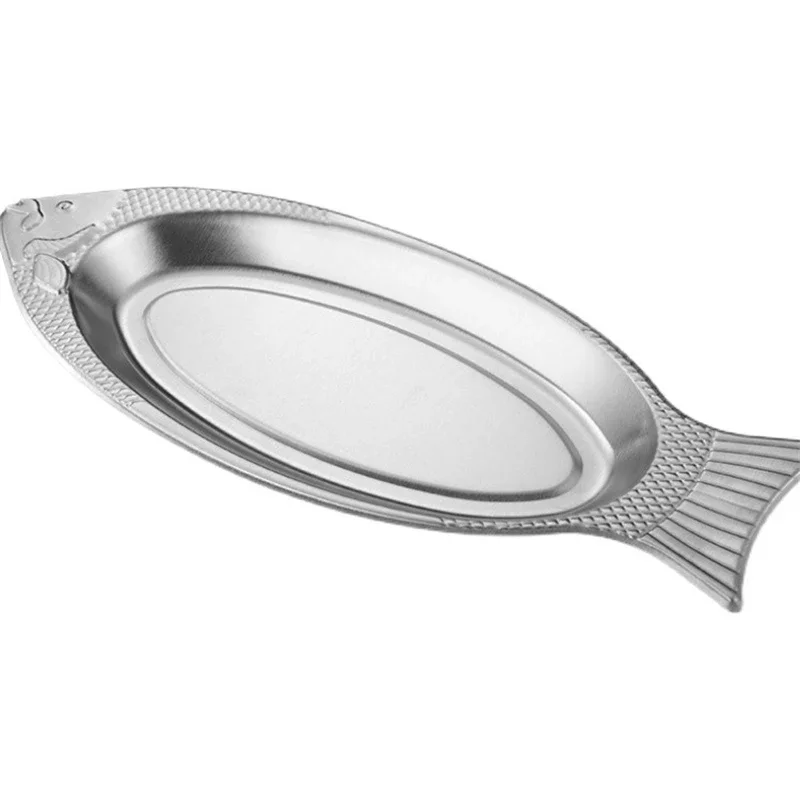 Korean style stainless steel plate Fish dish Fish shaped plates Steamed fish Creative Egg Plate Barbecue plate tray plates