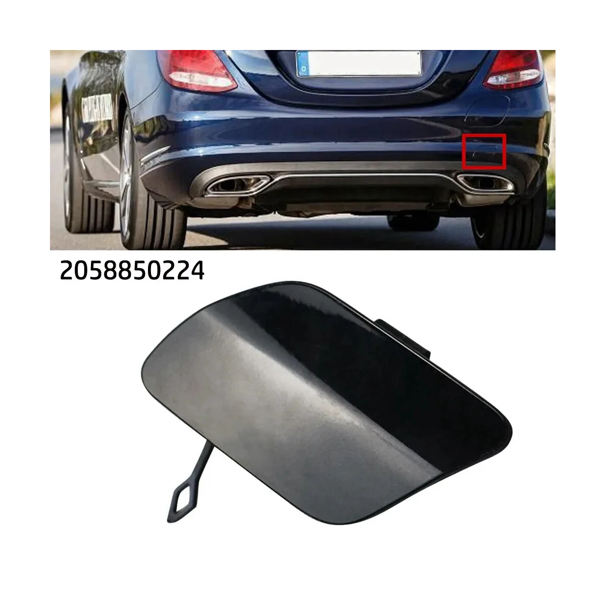 Rear Bumper Tow Hook Cover Towing Cover Car for Mercedes C Class Sedan(W205) 2015- A2058850224 2058850224
