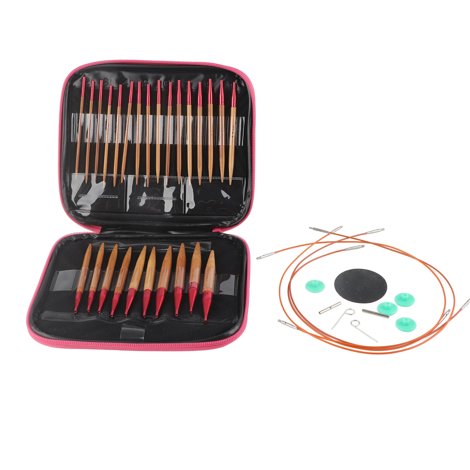 Austauschbare karbon isierte Bambus nadeln Set Aluminium Runds trick nadeln Ring Set – Detail 3