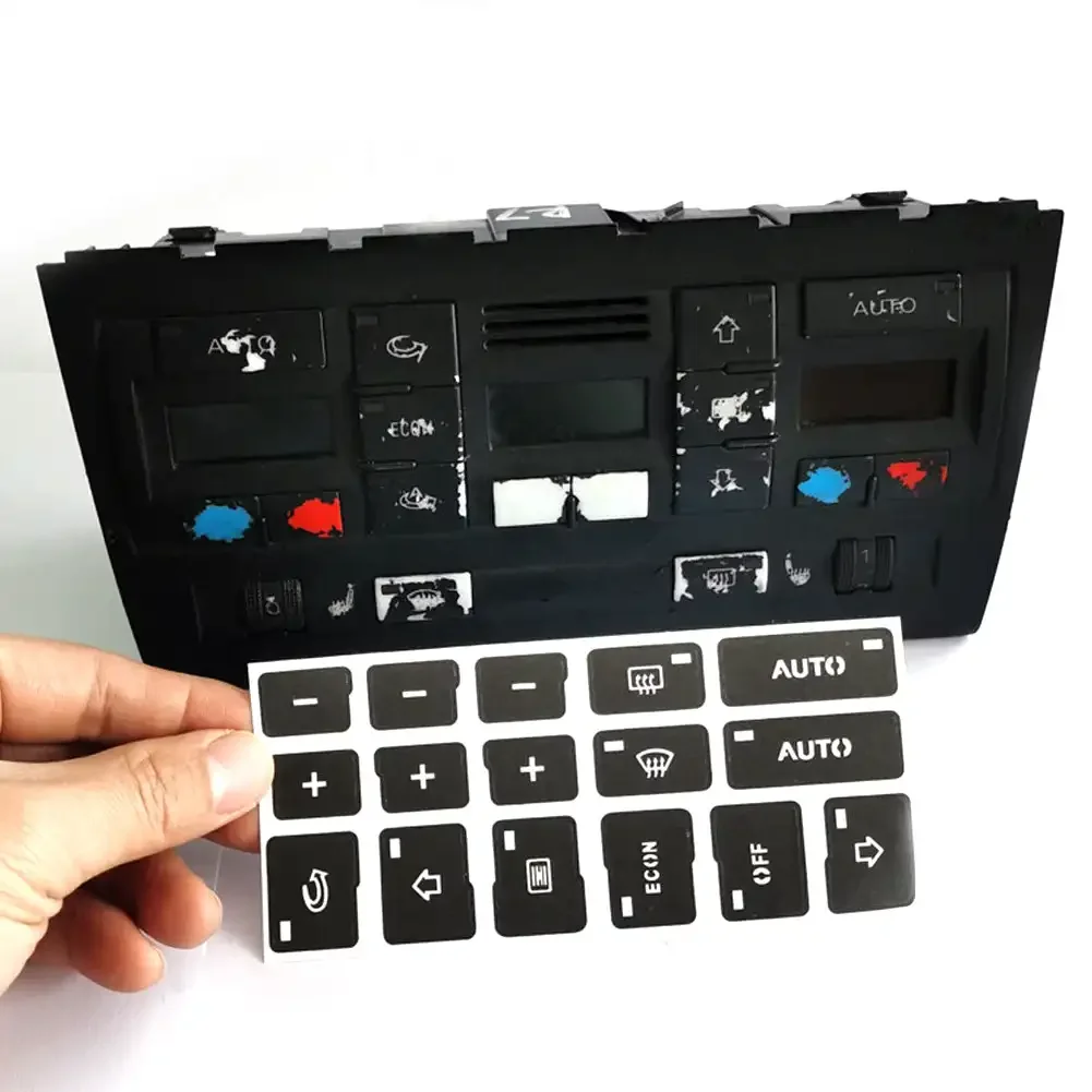 아우디 A4 B6 B7 2000 2001 2002 2003 2004 자동차 에어컨 Ac 기후 제어 버튼 수리 스티커 데칼 (16 키 포함)
