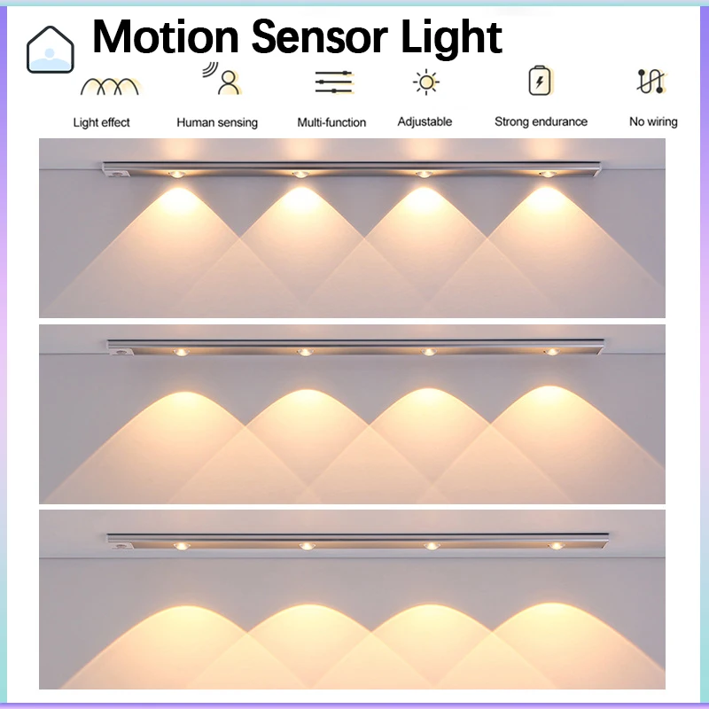 

Motion Sensor Night Light USB Wireless Ultra Thin Home Decor Wine Cabinet Light Bar Self-adhesive Staircase Closet Aisle Light