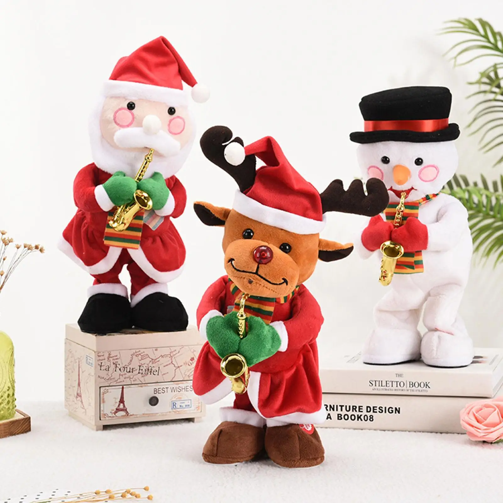 Electric Christmas Toy Dancing Singing Santa Claus Plush Toy Stuffed Elk Snowman Merry Christmas Gifts For Children Kids