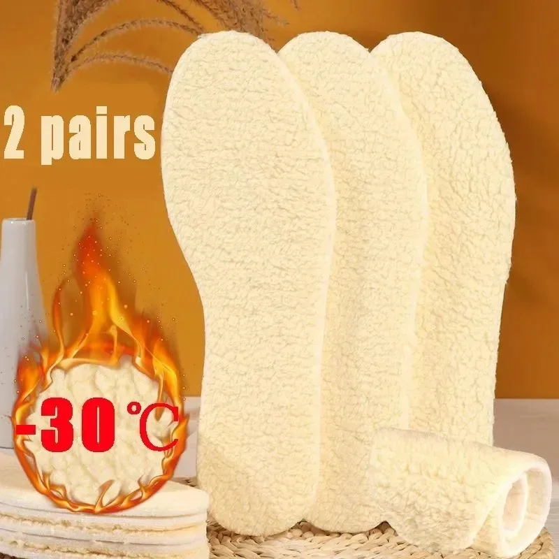 Natural Fleece Insoles Men Women Winter Keep Warm Insole Soft Thicken Shoepad Shoes Insert Thermal Shoe Pads