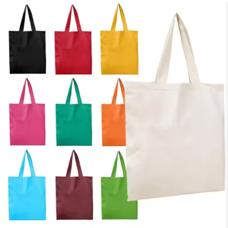 / 100PCS Printing Eco Friendly Reusable Cotton Fabric Shopping Bag Canvas Tote Women for Outdoor Packaging