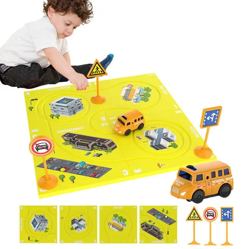 

Rail Car Puzzle Fun Rail Car Track Jigsaw Set Montessori Toy Fun Educational DIY Assembling Car Track Puzzle Board For