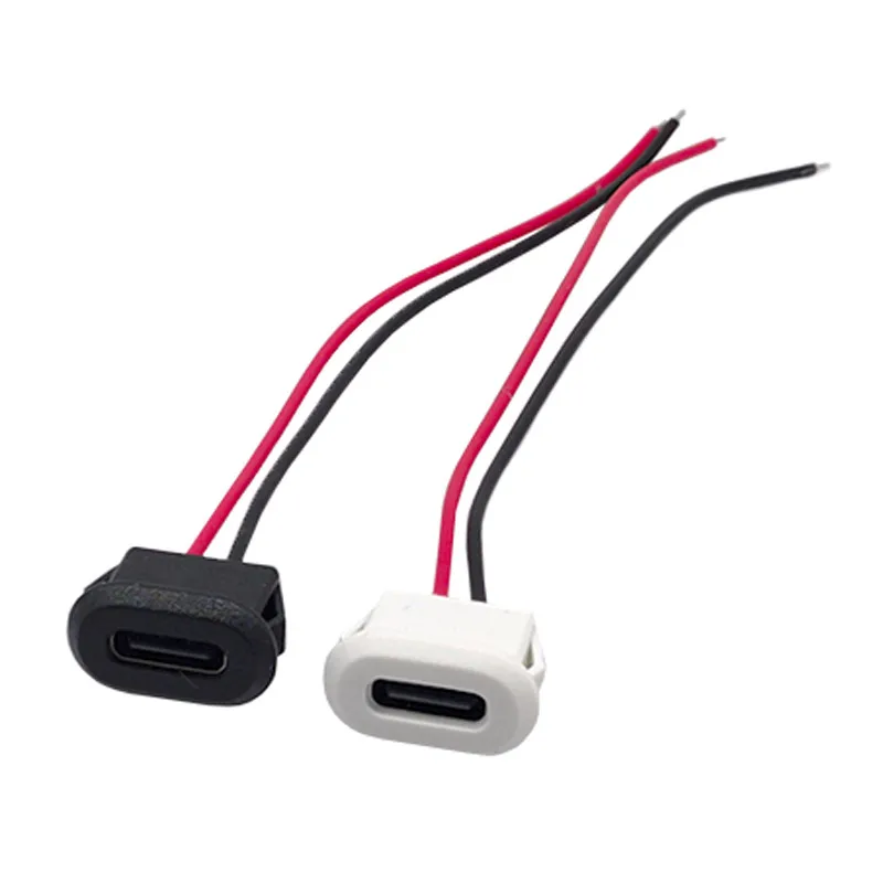 

Разъем USB-C водонепроницаемый, 2 контакта, разъем типа C прямого сжатия с гнездом, зарядный интерфейс с проводом для сварки, 10 шт.