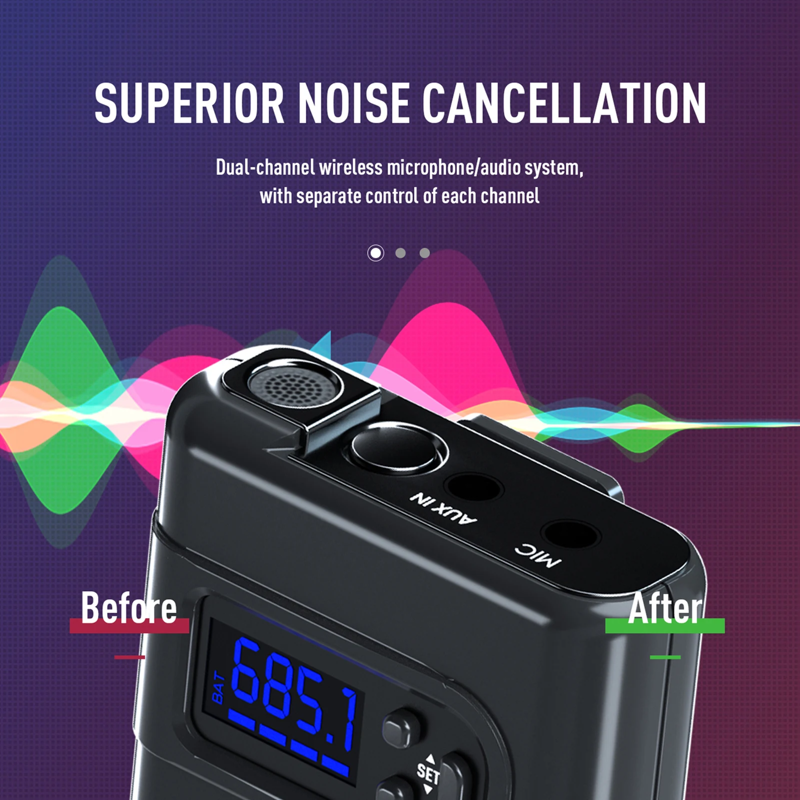 Wireless Lavalier Microphone System with 2 Transmitters 1 Receiver Omnidirectional Lapel Mic Compatible w/ DSLR Camera Tablet