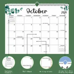 English Calendar 2024 Minimalist Yo Coil Wall Calendar Spacious Monthly Layout Easy-to-read Numbers Letters Calendar