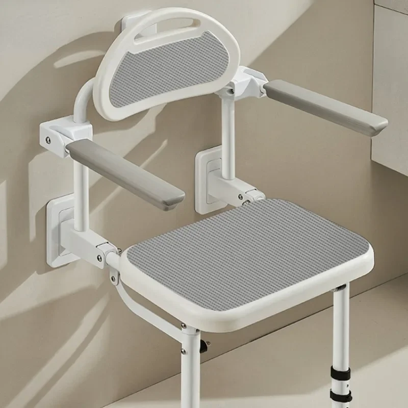 Wall-mounted Bathroom Chairs Disabled Chair Shower Seat, Height Adjustable Elderly Toilet Bath Chair Bathing Aids Folding Stools 3