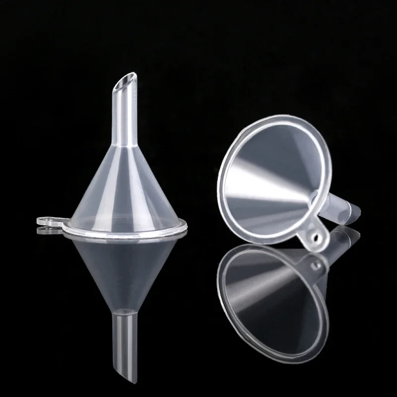 10Pcs Mini Plastic Transparent Funnels for Perfume Diffuser E juice Dropper Bottles Liquid Essential oil Lab Filling Tools