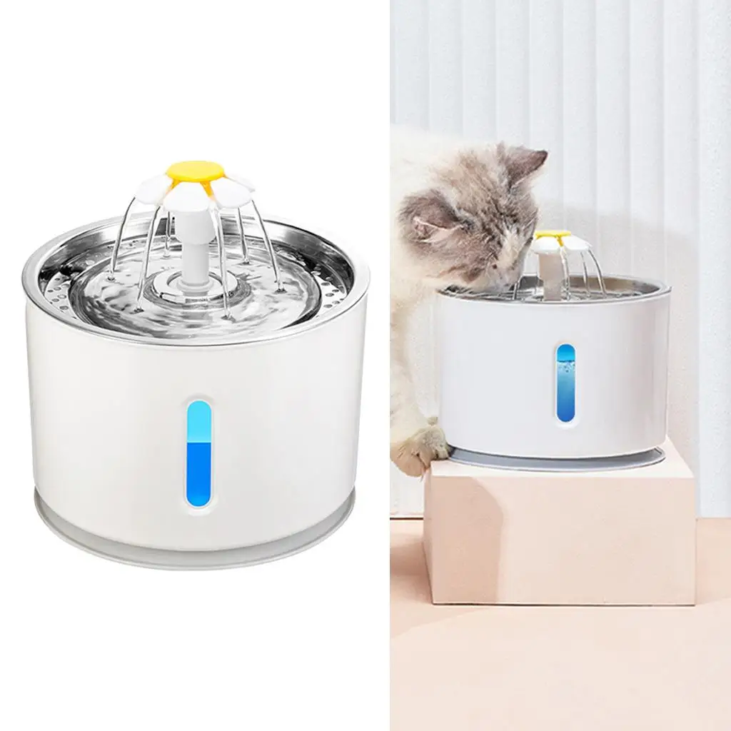 

81OZ Cat Water Fountain Auto Waterfall Dog Drinking Stainless Steel Bowl