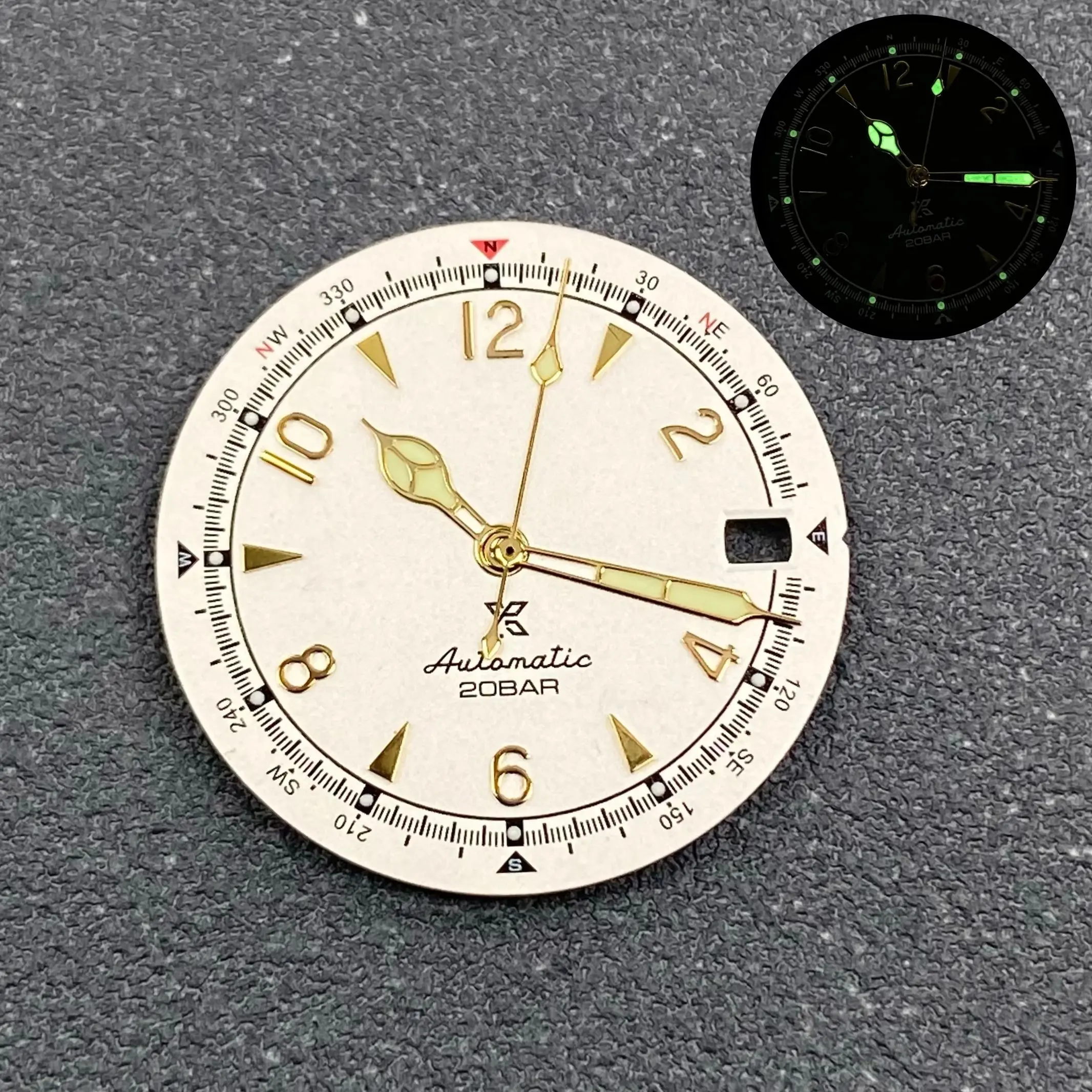 Vintage Olive Green Luminous Watch Dial - 28.5mm Watch Face Accessories