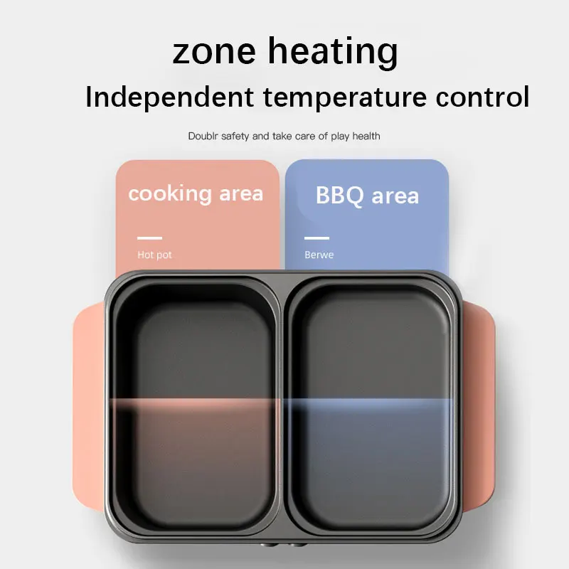 2 in 1 pentola elettrica per barbecue, barbecue elettrico, grill, fornello, multifunzionale, antiaderente, senza fumo, padella per barbecue, pentola calda 220 V_voghion.com