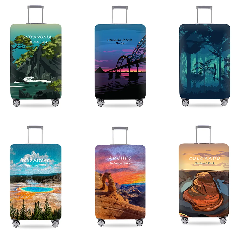 

18-32 inch Printed wear-resistant elastic luggage protection cover pull rod travel leather case cover dust cover